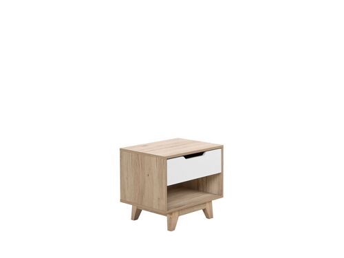 Table de chevet effet bois clair / blanc SPENCER