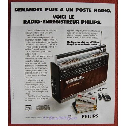 Publicité Papier - Poste Radio-Enregistreur Philips Rr 522 De 1973