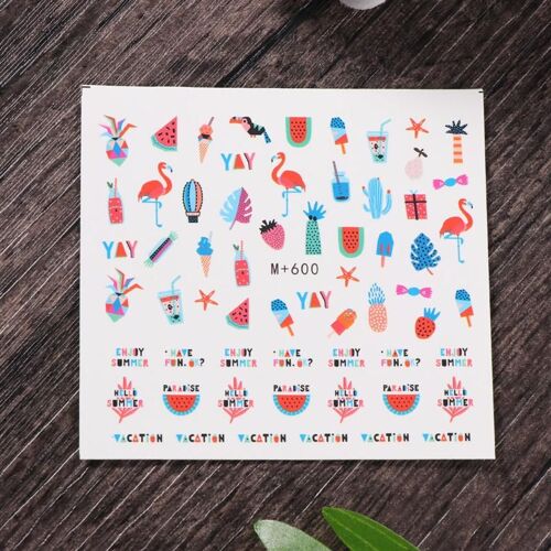 Xm Autocollant Décoratif De Dessin Animé Et De Manucure 6 Pièces Thème Hawaïen Design Pour Art Des Ongles Décalcomanie De Pointe Hawaïenne Pour Art Des Ongles 