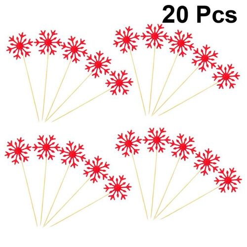 Xm 20 Pièces Flocon De Neige Rouge Paillettes Papier Gâteau Décoration Toppers Fête Décor Gâteau Insérer Noël Cupcake Toppers Anniversaire Mariage A35