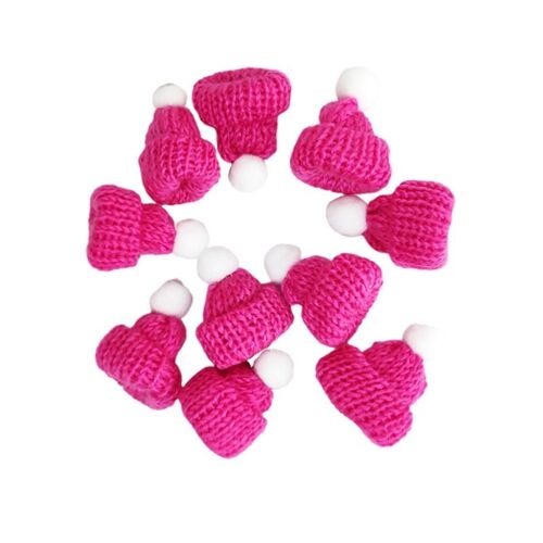 Xm 10 Pièces Tricoté Petit Chapeau De Noël Bonnet De Père Noël Mignon Chapeaux De Noël Coiffure Fête Faveurs Bricolage Accessoires Faits À La Main (Rosy) A35