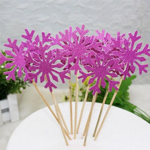 XM 20 pièces de noël Cupcake Toppers Rosy flocon de neige fête gâteau insérer paillettes papier gâteau décoration mariage bébé douche anniversaire A35