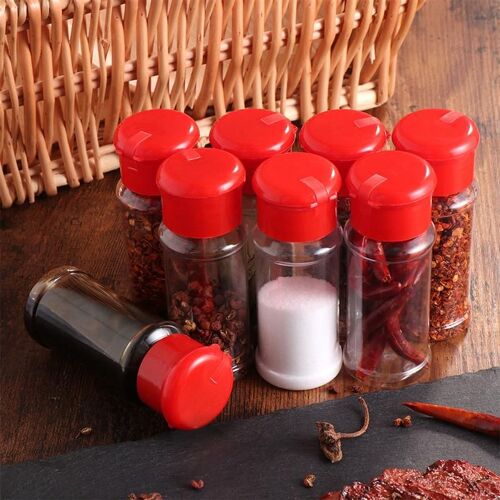 XM Pot à épices en plastique 24/12 pièces Bouteilles d'assaisonnement de cuisine maison échalotes à poivre Pot à sel bidon de Cruet pour Barbecue noir A35