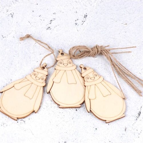 Xm 10 Pièces De Noël En Bois Bricolage Étiquette Suspendue Arbre De Noël Décor Pingouin Forme Suspendus Pendentif Accessoires Avec Corde De Chanvre Arbre De Noël A35