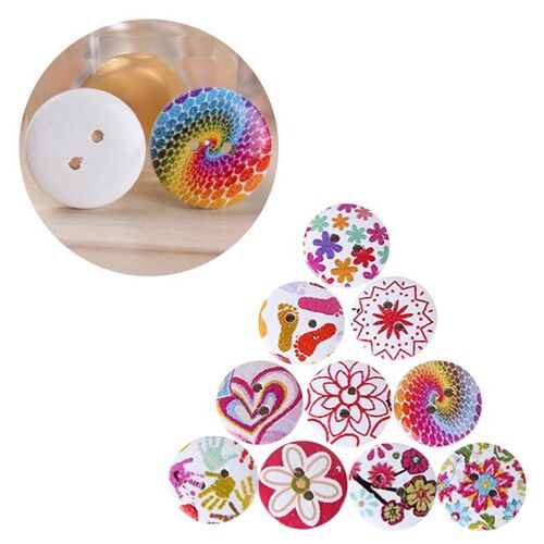 Xm Boutons En Bois 2 Trous Décoratifs De 15mm 100 Pièces Boutons Colorés Pour Scrapbooking Vêtements Pour Enfants Couture Boutons En Bois A3