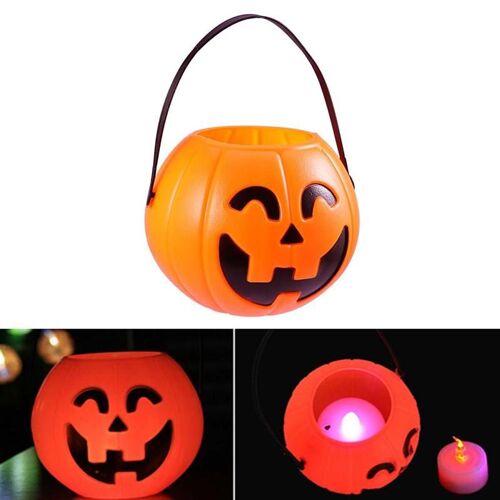Xm Grand Seau De Citrouille Portable 2 Pièces Halloween Boîte À Bonbons De Dessin Animé Seau De Rangement De Bonbons De 17cm Pour Garçons Enfants Tout-Petits Boîte Cadeau A3