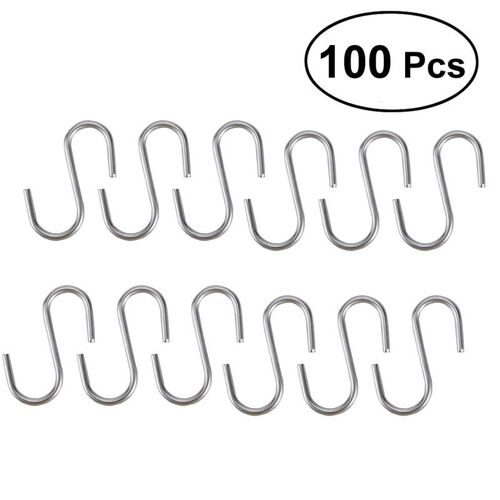 XM 100 pièces crochets multifonctions zingage en forme de S crochets cuisine cuillère Pan Pot ustensiles cintres fermoir sur la porte placard A35