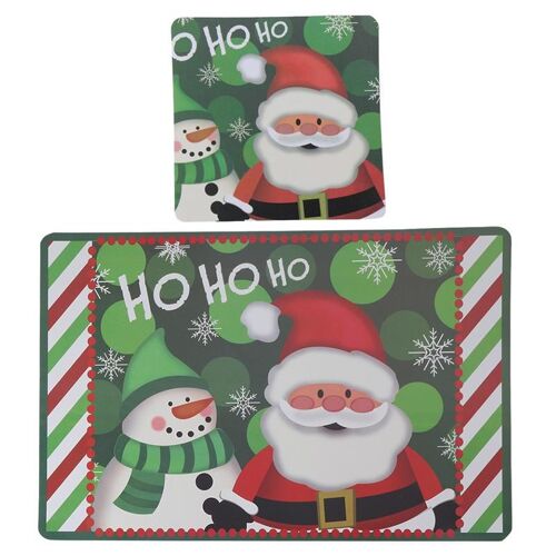 XM Napperons de noël imperméables et antidérapants 12 pièces résistants à la chaleur set à motifs de bonhomme de neige et père noël gobelets sous-verres Table à manger maison A35