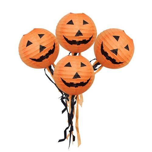 Xm Lanternes En Papier Citrouille D'halloween Lanterne De Mascarade Décorative Suspendue Pour Fête Festival Maison Jardin A3 20-10 Pièces