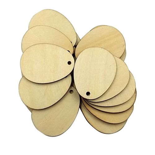Xm 25 Pièces 80mm Oeuf Forme Naturel En Bois Ornement Décoratif Copeaux De Bois Avec Trou Bricolage Artisanat À La Main Pour La Décoration De La Maison A3
