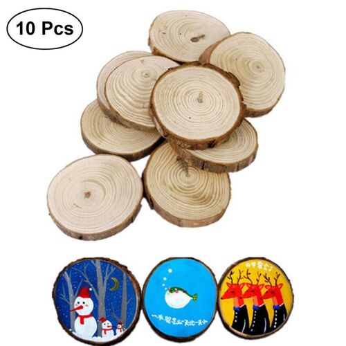 Xm Disques Ronds En Bois Naturel Inachevé 10 Pièces Tranches De Bois Rondes Pour Artisanat De Bricolage Peinture De Décoration Pour La Maison Scrapbooking Artisanat A3