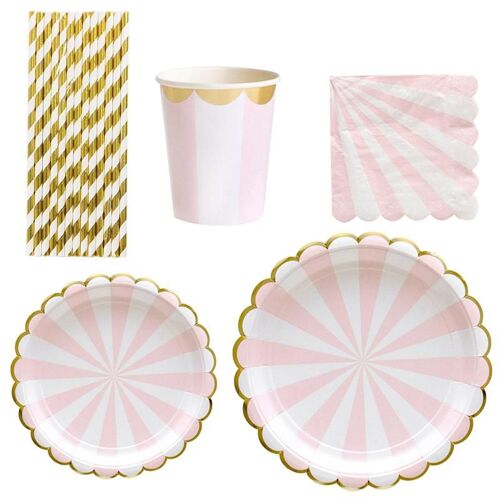 Xm Vaisselle Jetable En Papier 69 Pièces Assiettes À Dîner Gobelets Pailles Ensemble Fournitures Pour Fête Prénatale Anniversaire Mariage A35