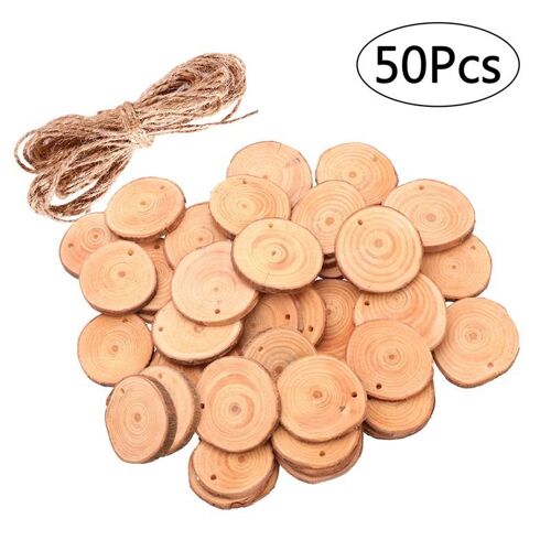 Xm Disques En Tranches De Bois 4-5cm Bricolage Pour Artisanat Pièces De Center De Mariage Avec Ficelle De Jute De 10m Pour Décoration Intérieure A3