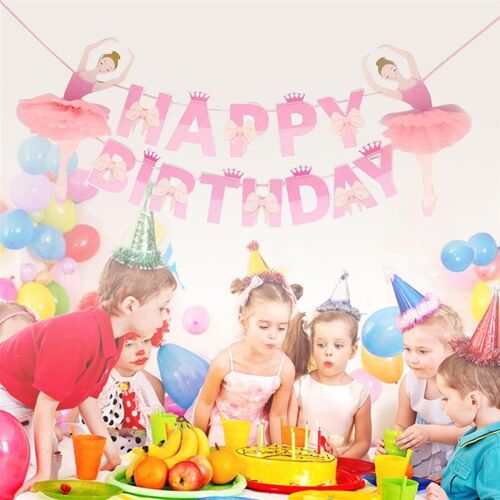 XM Banderole pour joyeux anniversaire 1 pièce Ballerine en papier fournitures de fête décor de fête d'anniversaire pour filles décor de maison hôtel école A35