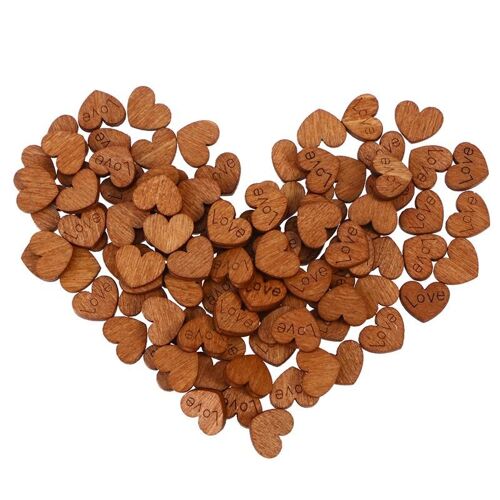 Xm 100 Pièces Coeurs En Bois Artisanat Embellissements Scrapbooking En Bois Découpe Dos Plat Bricolage Art Décoration De Mariage Fête D'anniversaire A3