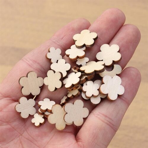 Xm Pièces En Bois Tailles Variées Bricolage Artisanat Mignon En Forme De Fleur Sculptures Scrapbooking Accessoires Manuels Ornement En Bois A3 100 Pièces