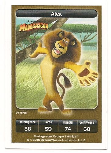 Madagascar : Alex N° 71 - Collection Dreamworks - Carrefour Carte Spéciale
