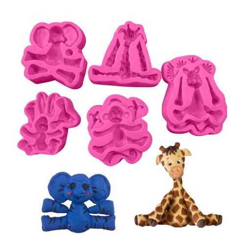 Xm Moule À Gâteau En Silicone Forme D'éléphant Girafe Zoo Animal Jungle Lion Monde Singe Dentelle Décorative Gâteau Sucre Fondant 1 Pièce