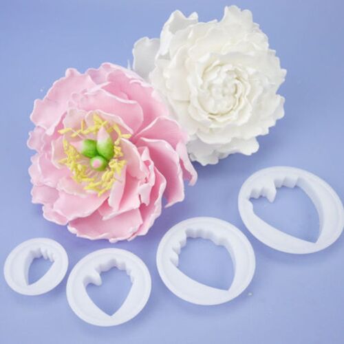 Xm Sugarcraft Ensemble De Pivoines 4 Pièces Moule À Gâteaux En Plastique Moule À Fondant Outils De Décoration Pour Gâteaux Pâtisserie Sucre
