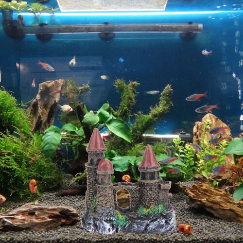Xm Aquarium Château De Dessin Animé Résine Décorations De Château Tour De Château Ornements Réservoir De Poissons Accessoires D'aquarium Décoration