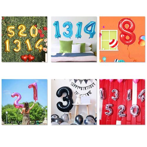 XM Ballon à Air gonflable multicolore 40 pouces Ballon numérique en aluminium pour anniversaire décoration de mariage