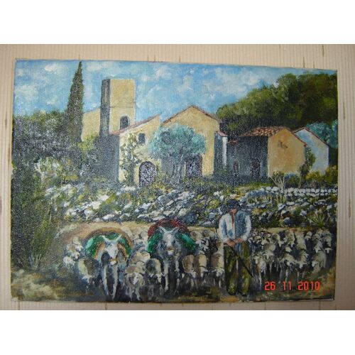 Peinture "La Transhumance En Provence"
