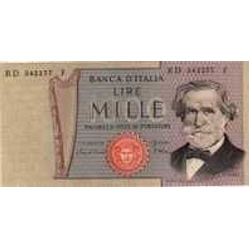 Italie = Billet De 1000 Lire Du 10 Maggio 1979, G. Verdi, Coloris Gris, Bleu, Rose Orange