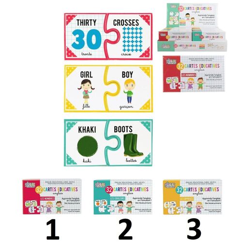 Boite 32 Cartes Éducatives Anglais - Mod3 Les Opposés - Apprendre Carte Educatif - 041