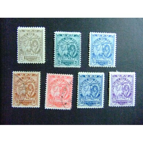 109 Paraguay 1903 / Escudos U.P.U. (Litografiados) / Yvert 74 / 80 Fu Mh