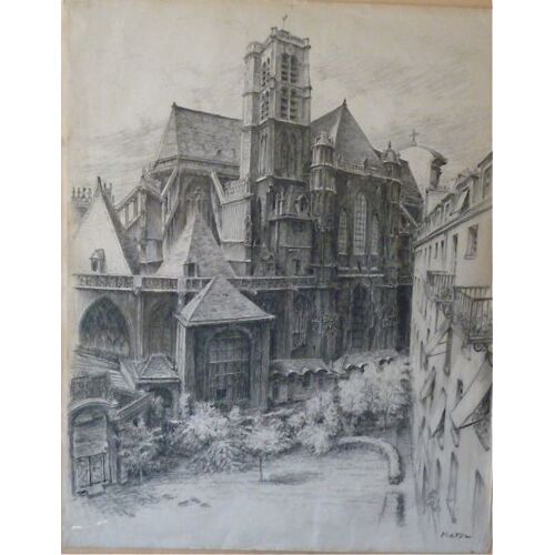 Ancien Dessin Sur Papier Signe Virtel