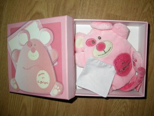 Doudou Et Compagnie & Cie Doudou Monster Douceur Souris Mouse Maus Mouchoir Rose