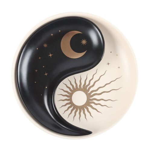 Vide poches empilable lune et soleil yin et yang noir et blanc