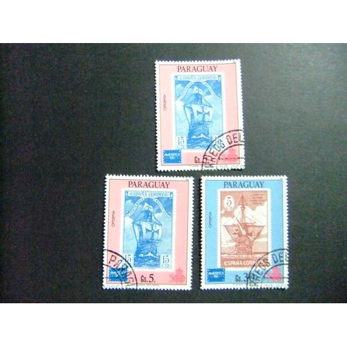 109 Paraguay 1985 / Sello Sobre Sellos ( Calaveras De Colon / Yvert Pa 995 +Pa 995 +Pa 997 Fu