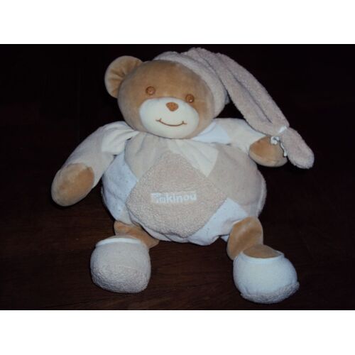 Doudou Takinou Ours Boule Beige Creme Blanc