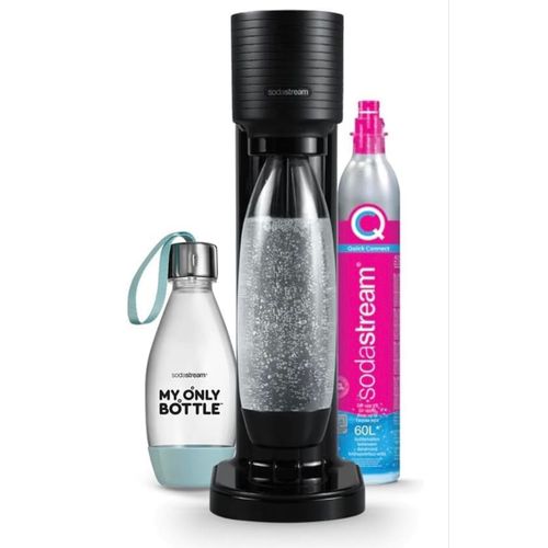 sodastream GAIA Machine à Eau Pétillante et Soda | Pack 1 Bouteille 1L + 1 Bouteille 0,5L Compatibles Lave-Vaisselle + 1 Recharge de Gaz 60L à Clipser | Noire