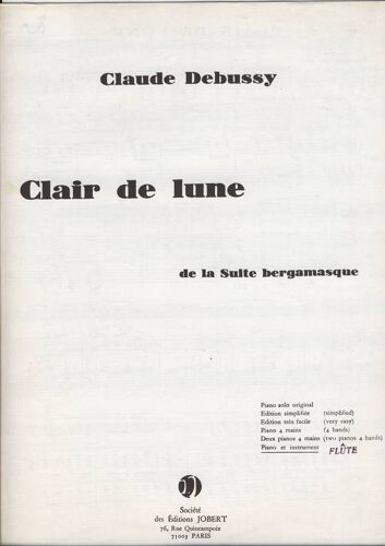 Clair De Lune Extrait De La Suite Bergamasque Debussy  Piano Et Flute