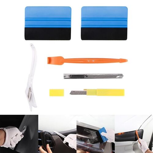 Xm 6 Pièces Vinyle Wrap Voiture Aimant Raclette Outil Ensemble Voiture Autocollant Emballage Feuille De Carbone Film Cutter Couteau Fenêtre Teinte Auto Accessoires