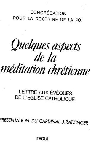Quelques Aspects De La Méditation Chrétienne