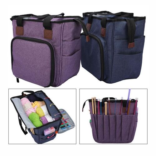 Xm En Vente Sac À Tricoter Portable Sac De Rangement Multifonctionnel Pour Laine Crochet Crochet Aiguilles À Tricoter Fourre-Tout Organisateur Fournitures De Couture