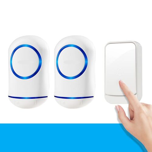 Xm Sonnette Sans Fil Prise Eu/Us Étanche Sonnette De Porte Intelligente Télécommande À 45 Sonneries 1 Bouton 1 2 Récepteurs