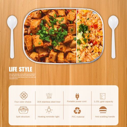 Xm Boîte À Lunch Chauffante Électrique Portable 12v 1?05l Boîtes À Bento Nourriture De Voiture Riz Réchauffeur Pour École Bureau Vaisselle De Cuisine Pour La Maison