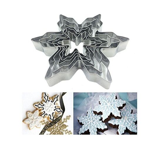 Ensemble De 5 Moules En Forme De Flocon De Neige/Emporte Pièces En Acier Inoxydable, Moules À Fondant De Flocon De Neige, Pâtisserie Artisanale Au Sucre