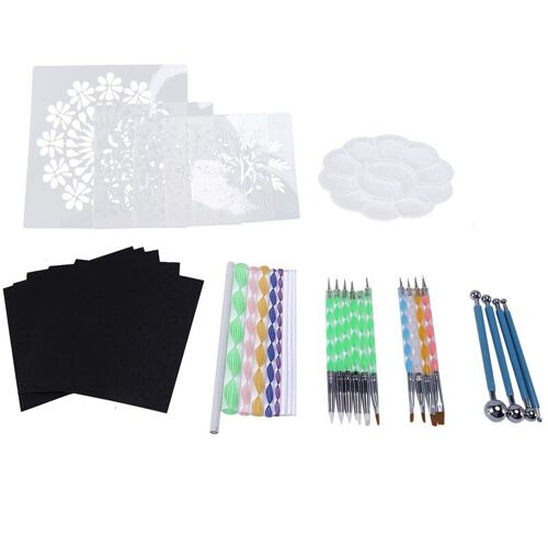 Xm Kit De Peinture De Roche 34 Ensembles De Stylo À Outils De Couleur De Point Ensemble De Combinaison De Bricolage Créatif Outils D'art En Céramique Outils De Peinture