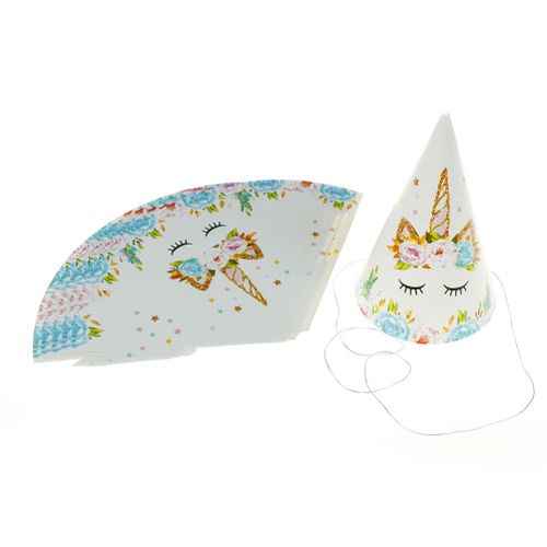 Casquettes De Fête D'anniversaire 6 Pièces/Lot Fournitures De Décoration Pour Chapeau Fête Prénatale Dessin Animé Pour Enfants Papier À Thème Licorne
