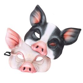 Masques Tête De Cochon D'animaux D'halloween Masque De Fête Accessoire Unisexe Outils Masque Oculaire Réaliste Eva