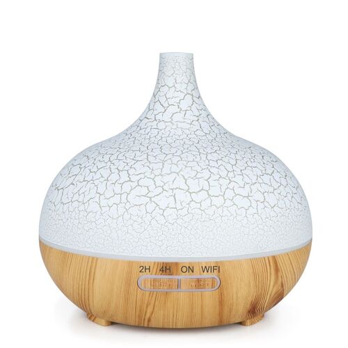Diffuseur d'huile essentielle, humidificateur d'air intelligent, WiFi, fonctionne avec Alexa Google Home, prise ue, bois clair