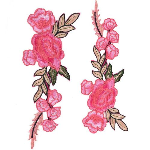 Autocollants brodés et fleurs pour vêtement 2 pièces accessoires artisanaux de décoration patchs brodés avec Applique sur le fer