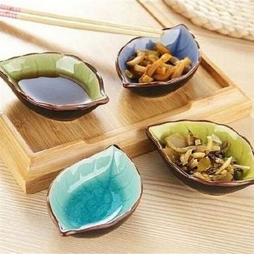 Assiettes En Céramique De Feuilles Artisanales Créatives, Plats De Sushi Japonais, Snacks De Cuisine Vinaigre Sauce D'assaisonnement Vaisselle De Chine 1 Pièce
