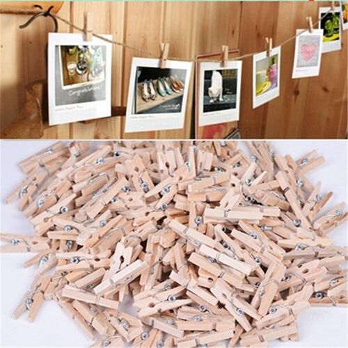 Mini Clips De Printemps En Bois De Qualité 25mm 50 Pièces Pinces À Linge En Papier Photo Épingle À Linge Clips Artisanaux Décoration De La Maison De La Fête