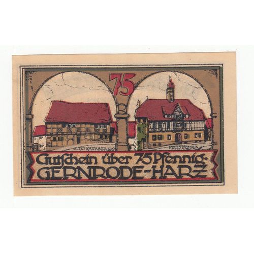 Billet Allemand - 75 Pfennig - Gernrode Am Harz 1921